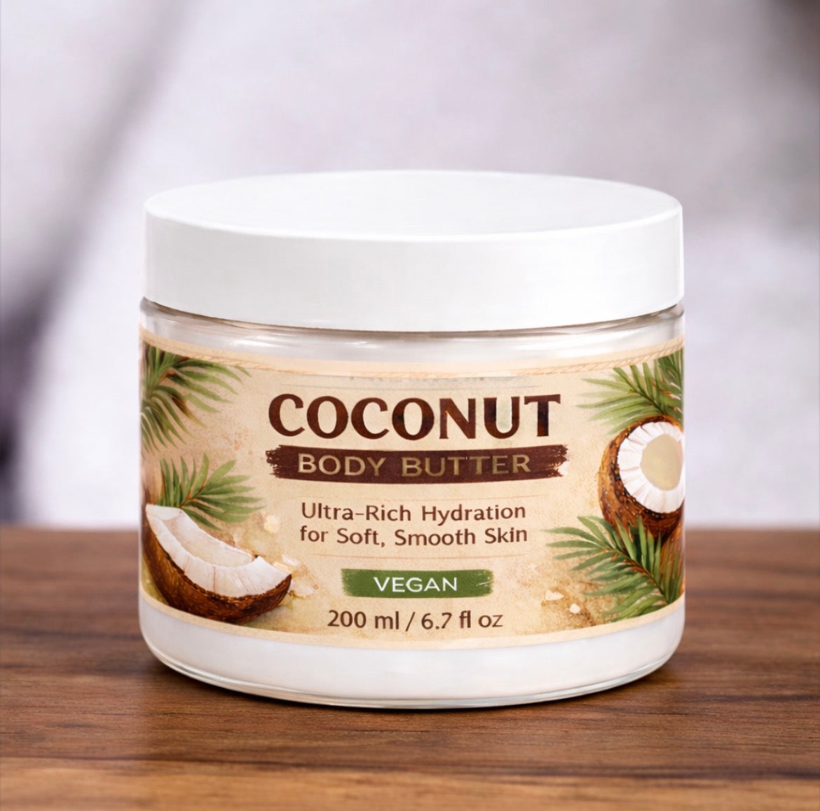 Coconut Body Butter for Dry Skin | Whipped Shea Butter with Cocoa butter