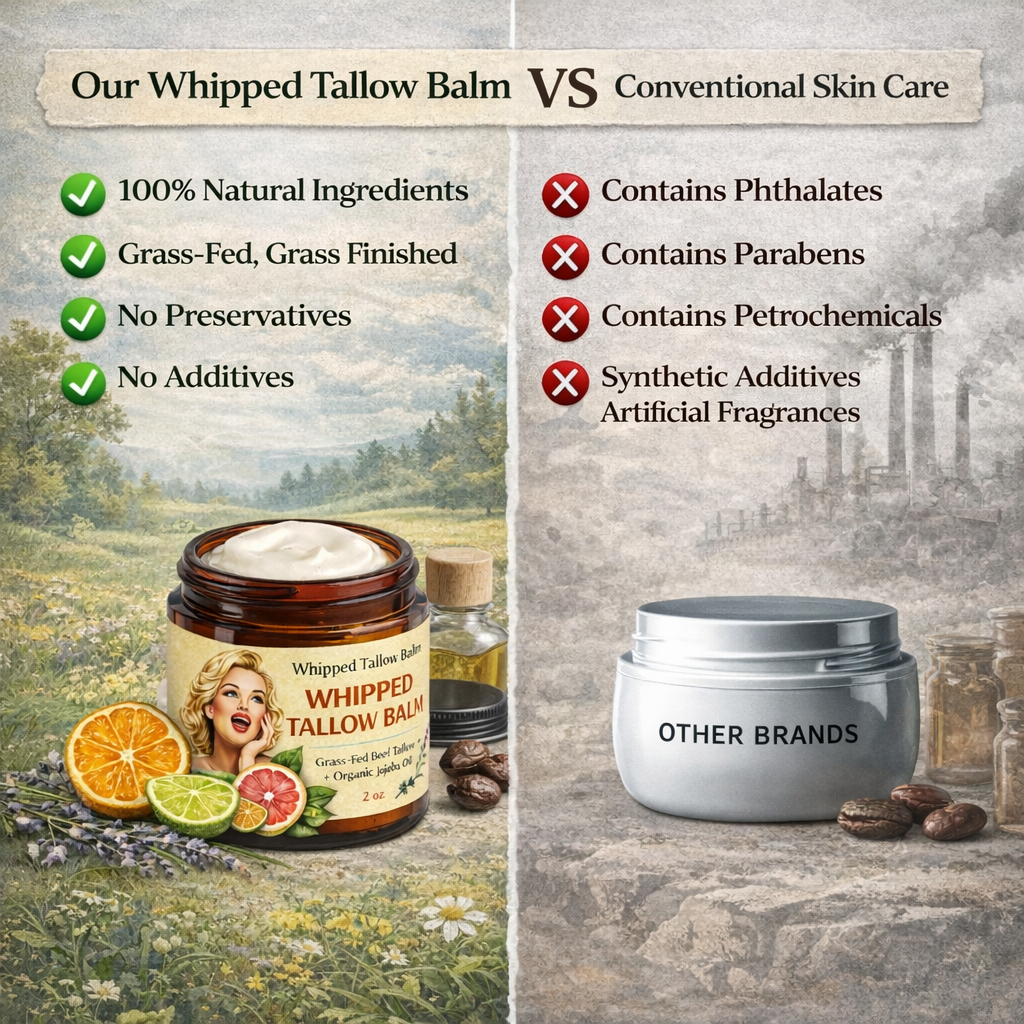 Beef Tallow & Honey Balm | Natural Face, Body & Lip Moisturizer | Unscented / Citrus Scented | Non-Toxic