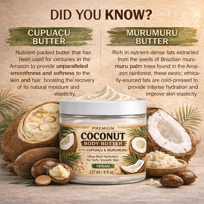 Coconut Body Butter for Dry Skin | Whipped Shea Butter with Murumuru