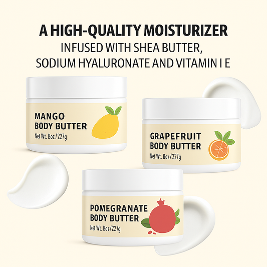 Shea Body Butter 3-Pack | Grapefruit, Mango & Pomegranate | Moisturizing & Skin-Nourishing