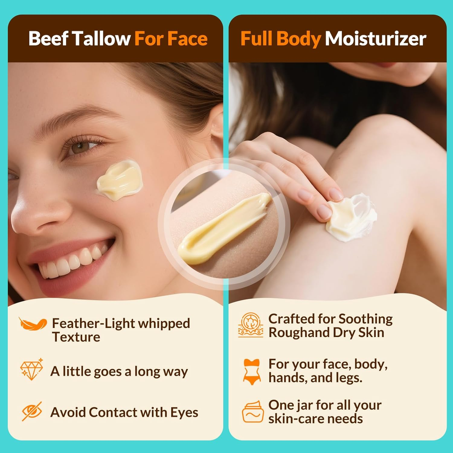 Beef Tallow & Honey Balm | Grass Fed Moisturizing Cream for Face & Body