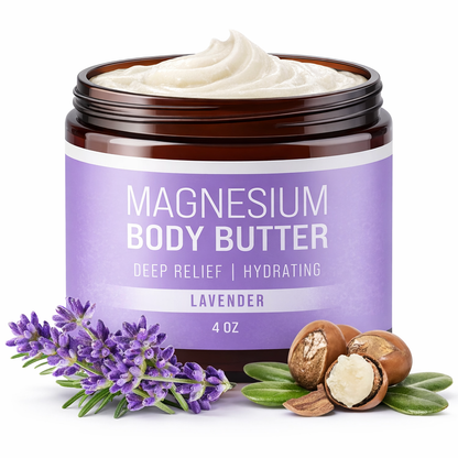 Magnesium Body Butter Cream | Lavender Night Body Moisturizer for Relaxation & Sleep