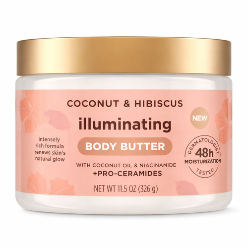 Illuminating Body Butter with Coconut & Hibiscus | 48H Moisturizing | Niacinamide & Pro-Ceramide for Glowing Skin