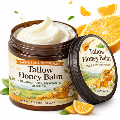 Beef Tallow & Honey Balm | Grass Fed Moisturizing Cream for Face & Body