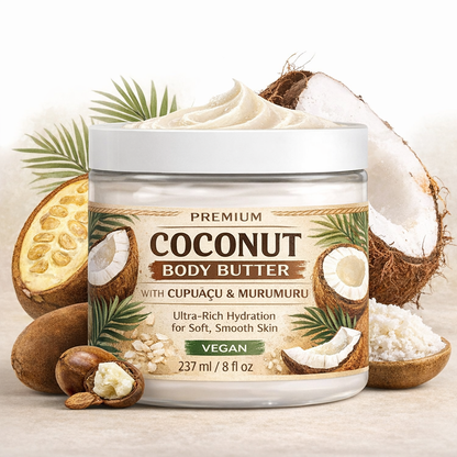 Coconut Body Butter for Dry Skin | Whipped Shea Butter with Murumuru