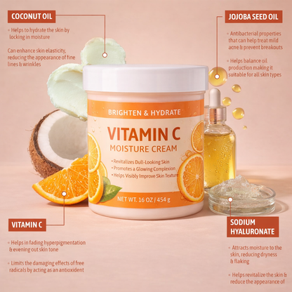 Vitamin C Moisture body Cream for Face Body Brightening & Hydrating Butter Skincare Improves Skin Texture & Glow