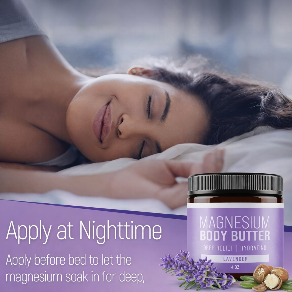 Magnesium Body Butter Cream | Lavender Night Body Moisturizer for Relaxation & Sleep