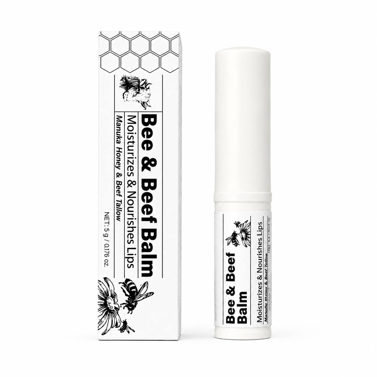 Bee & Beef Fat Lip Balm Organic Grass-fed Butter