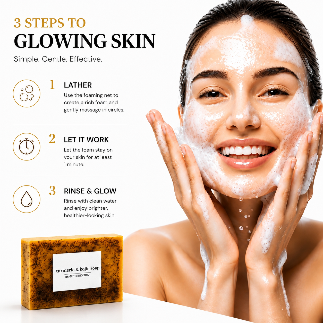 Turmeric Kojic Acid Brightening Soap bar .